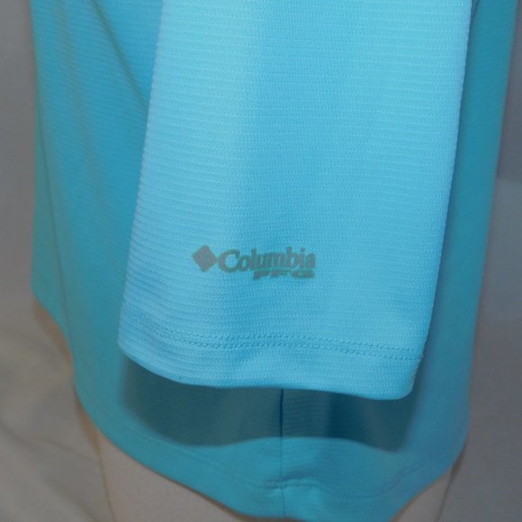 Columbia PFG Omni-Shade Womens M Aqua Blue 1/4 Sleeve Top Shirt - Picture 8 of 10
